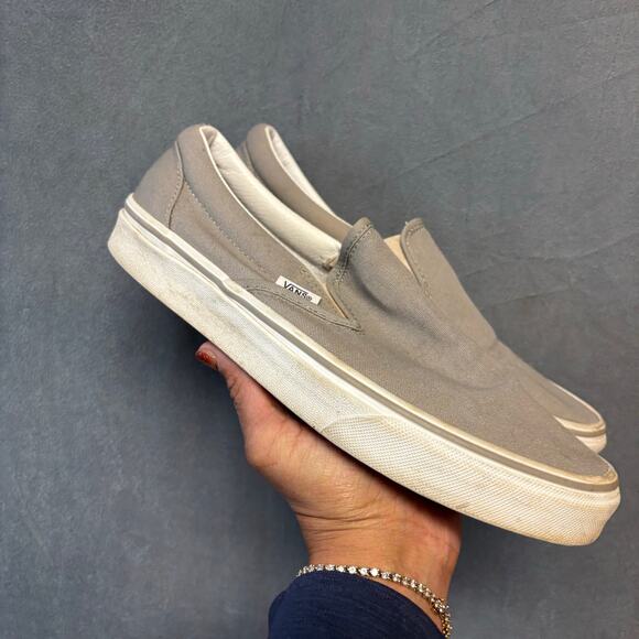 Vans Classic Slip-On Gray Canvas Shoes Men’s 8 Women’s 9.5 Skater Minimalist - Picture 4 of 12